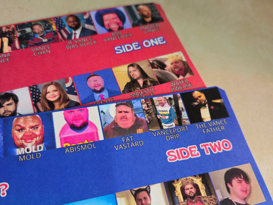 Vance Who? Guess Who Style Vance Meme Game Board (CHECK BUNDLE BOARDS)